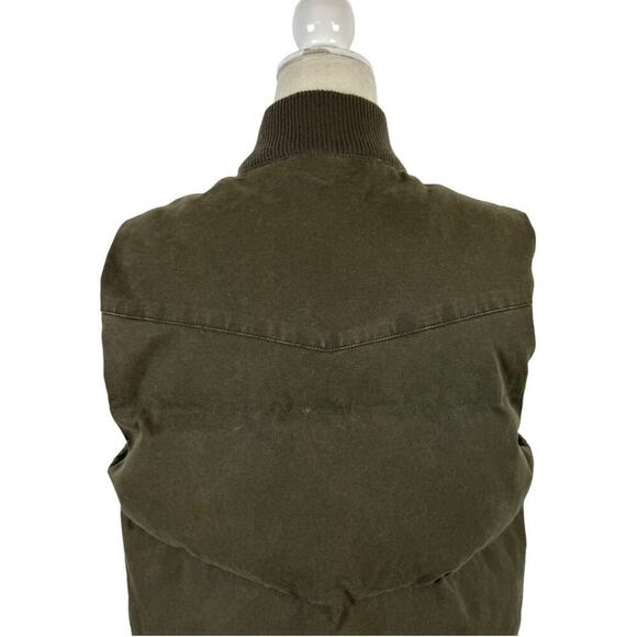 Gap Down Filled Puffer Vest Canvas Cotton Shell Nylon Lining Green Men’s Size XS - Picture 7 of 14